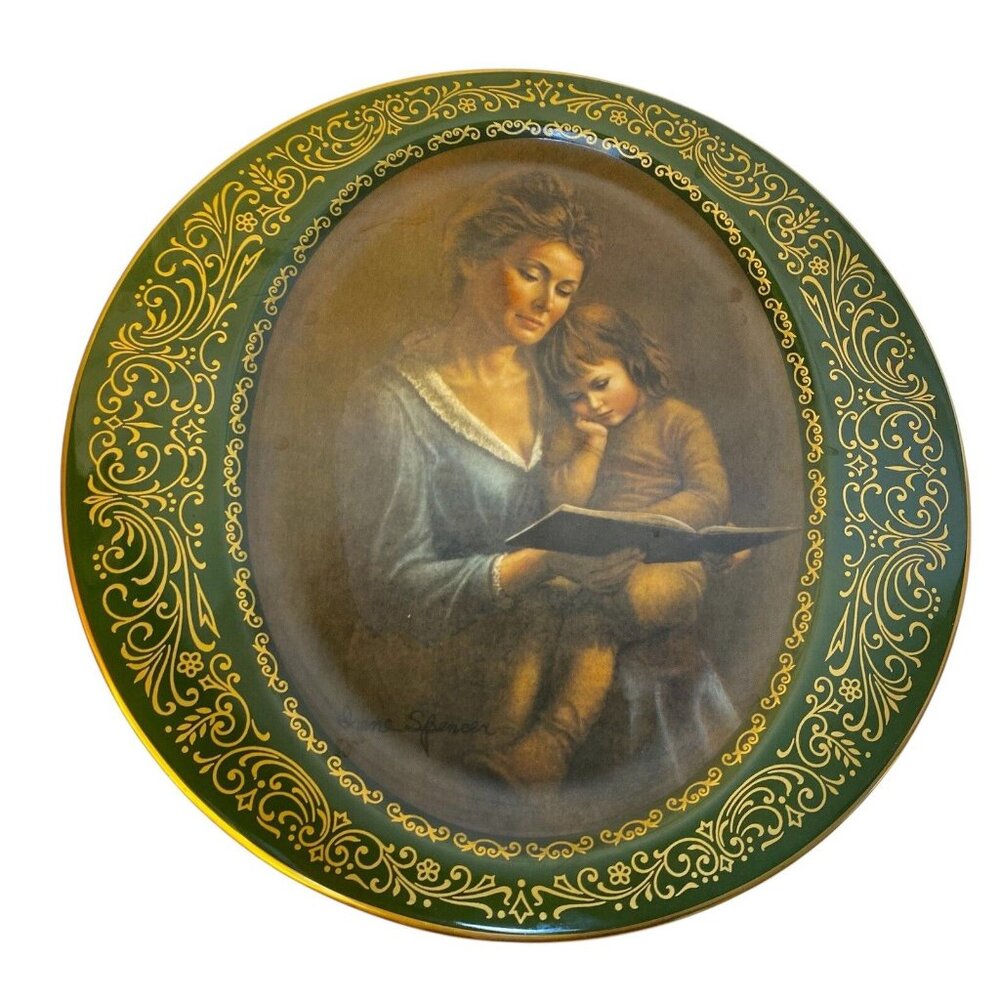 First Edition Collector Plate Story Time Irene Spencer Pickard China 22K Gold